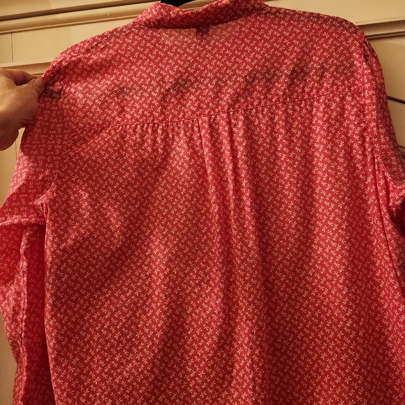 GAP Boyfriend Fit PINK Dragonfly Print Button Down, shirt, Sz L - Picture 5 of 8